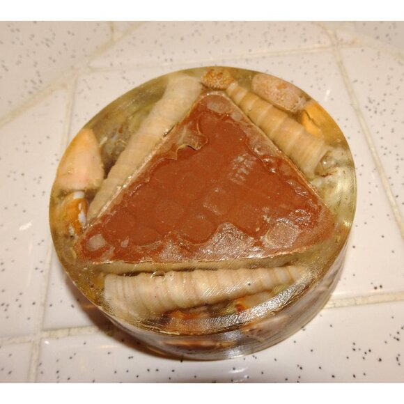 Vintage Handmade Seashell Resin Paperweight ocean theme beach office tikiroom - Picture 13 of 13